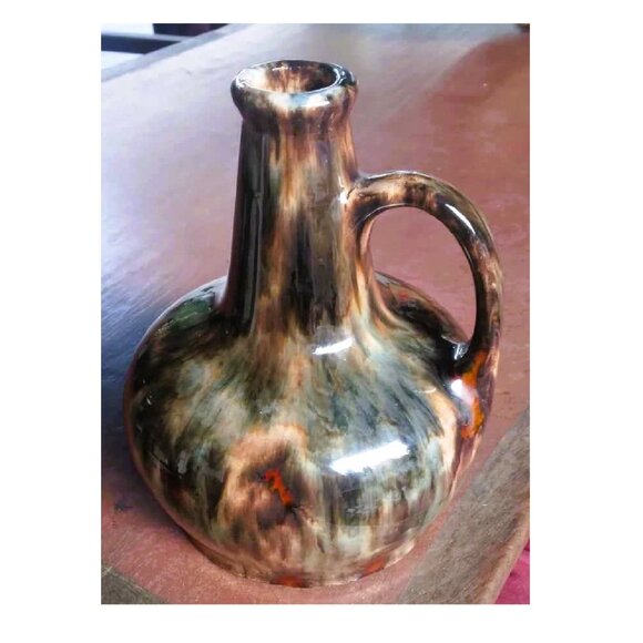 Vintage 1930's Brush McCoy Brown Onyx Glazed Ceramic Music Box Jug - Picture 3 of 8